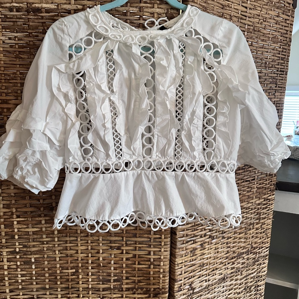 San Joy top in white. Size Large